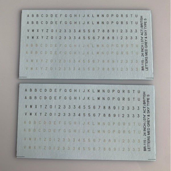 BR-115 Decal Sheet, British Lettering in Sky & Medium Blue Aircraft