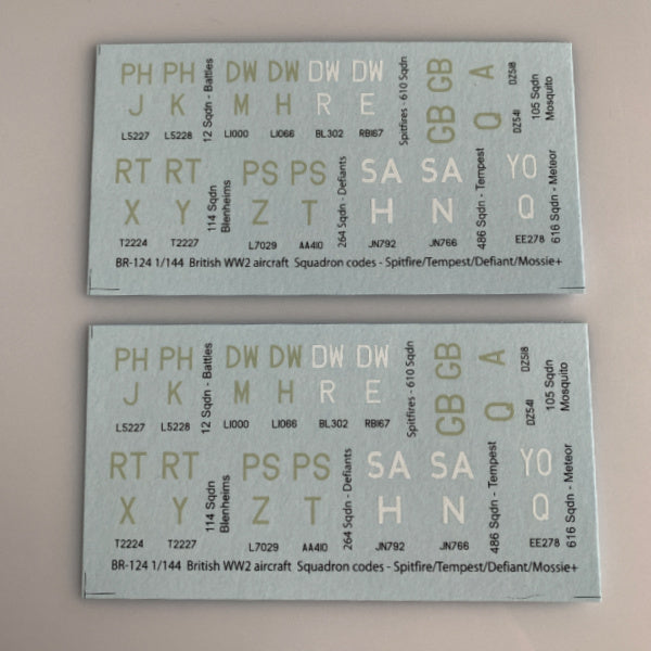 BR-124 Decal Sheets, British Aircraft Insignia