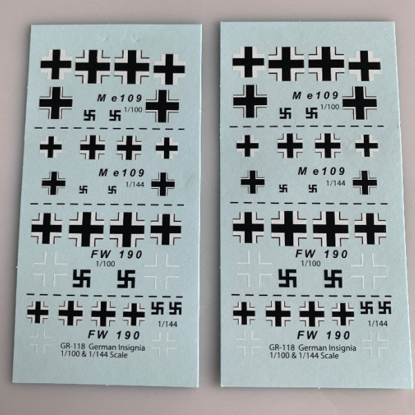 GR-118 Decal Sheets, German WWII Me-109 / Fw 190 Aircraft insignia