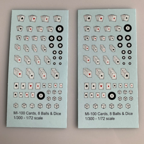 MI-100 Decal Sheet, Misc. Markings, Pool Balls, Dice, Cards, etc