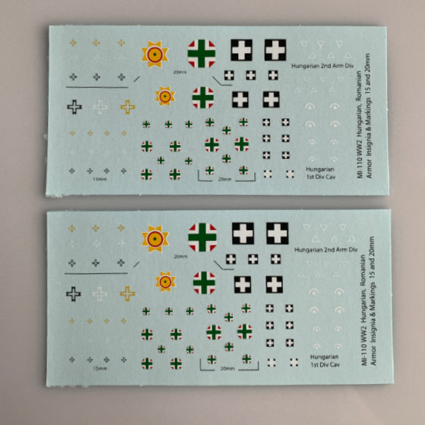 MI-110 Decal Sheet, Insignia and markings for Hungarian and Romanian armor