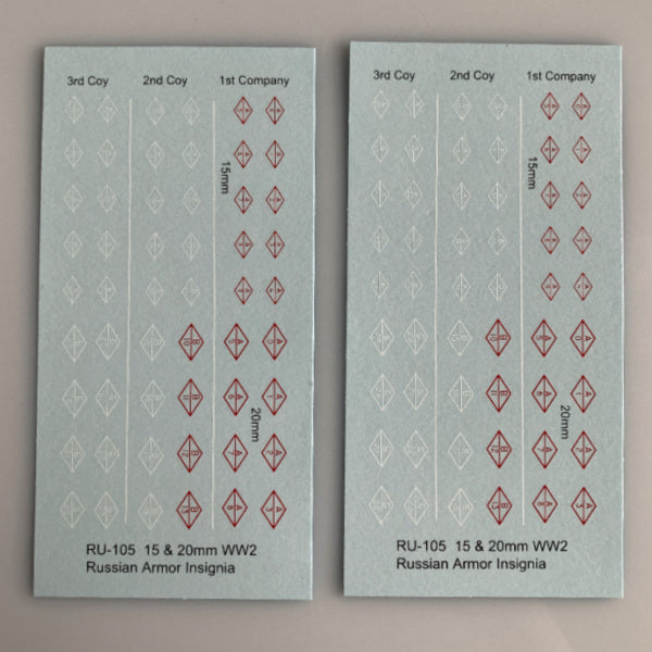 RU-105 Decal Sheets, Russian WWII - company markings