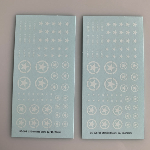 US-108 Decal Sheet, White Star w/ Red Stenciled Circle Armor