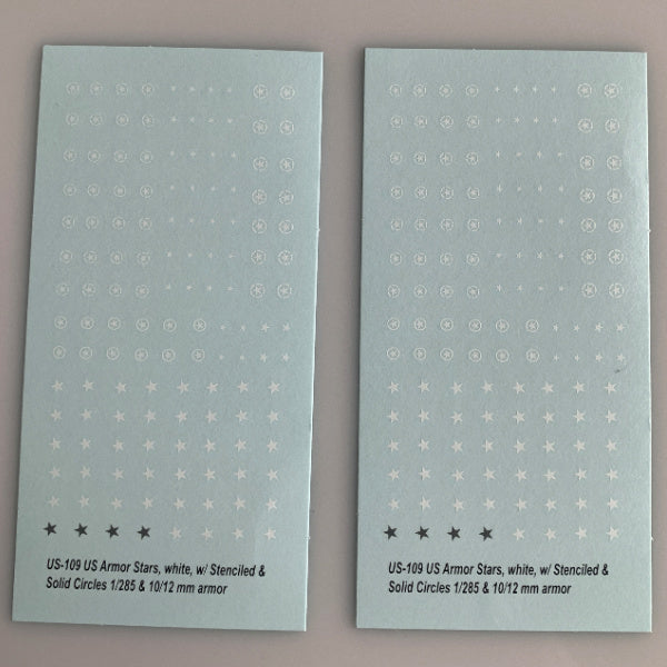 US-109 Decal Sheets, Stars in white for Armor