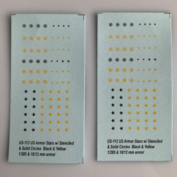 US-112 Decal Sheets, U.S. Stars in black & Yellow