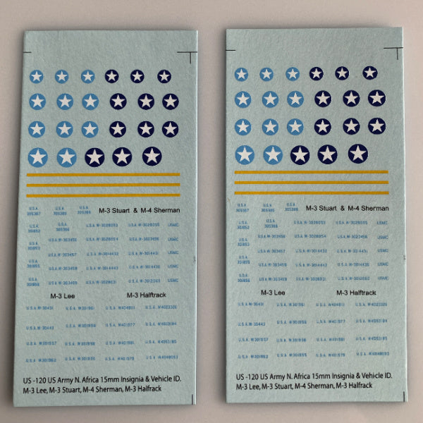 US-120 Decal Sheets, WW2 AFV Markings, North Africa