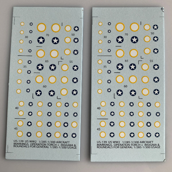 US-139 Decal Sheets, Aircraft markings