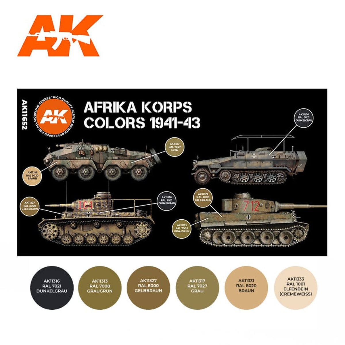 AFV Series: Afrika Korps 1941-1943 Acrylic Paint Set (6 Bottles)