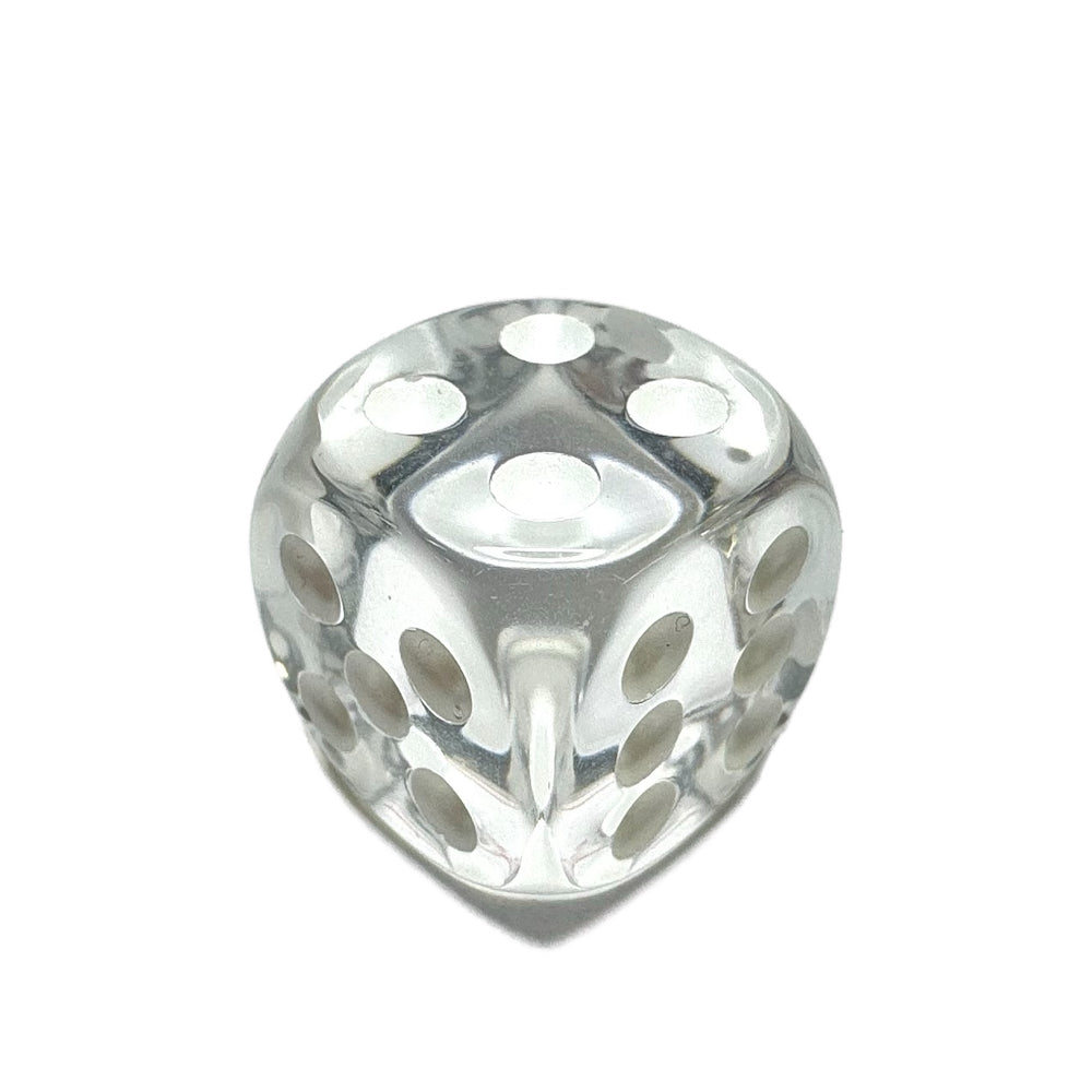 Clear 16mm D6 Die with White Numbers - Translucent (x5)