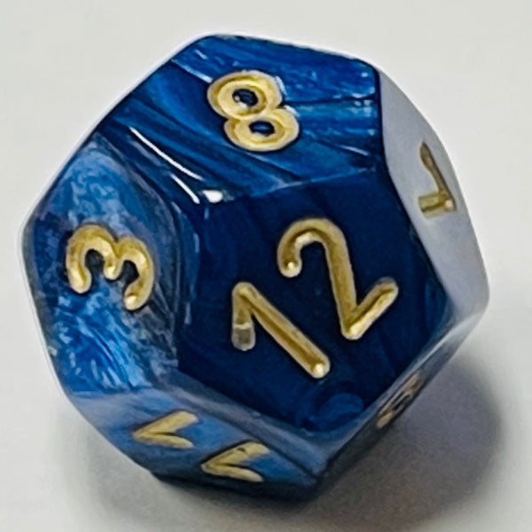 D12 (16mm)Blue/Gold Die-Marble (x 5)