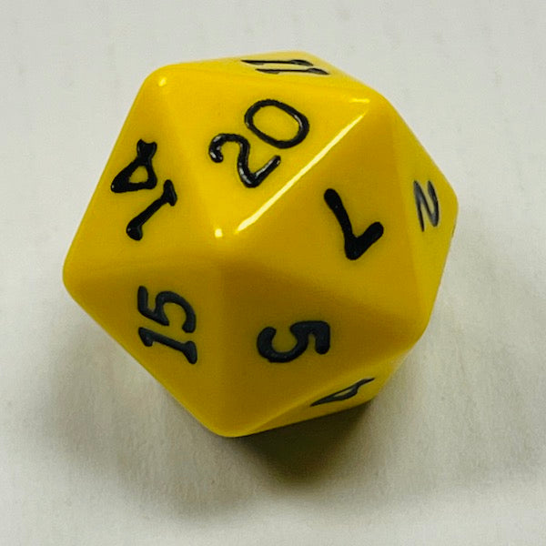 D20 Opaque Dice Yellow w/Black #s (x 5)