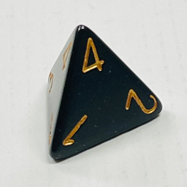 D4 Opaque Dice Black w/Gold #s (x 5)