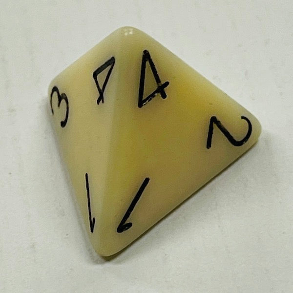D4 Opaque Dice Ivory w/ Black #s (x 5)