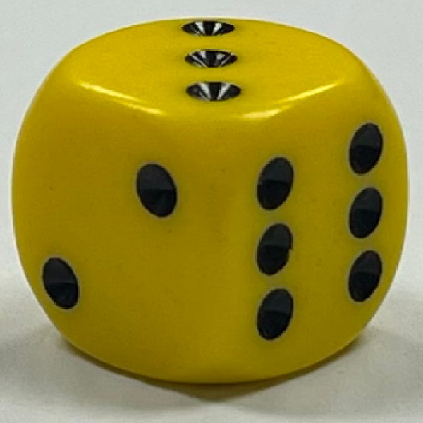D6 (16mm) Die-Opaque Yellow w/ Black Pips (x5)
