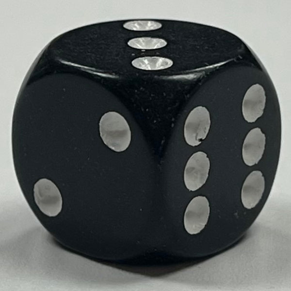 D6 (16mm) Die-Opaque Black w/ White Pips (x5)