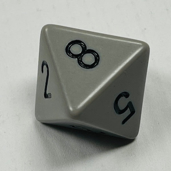 D8 Opaque Dice Grey w/Black #s (x5)