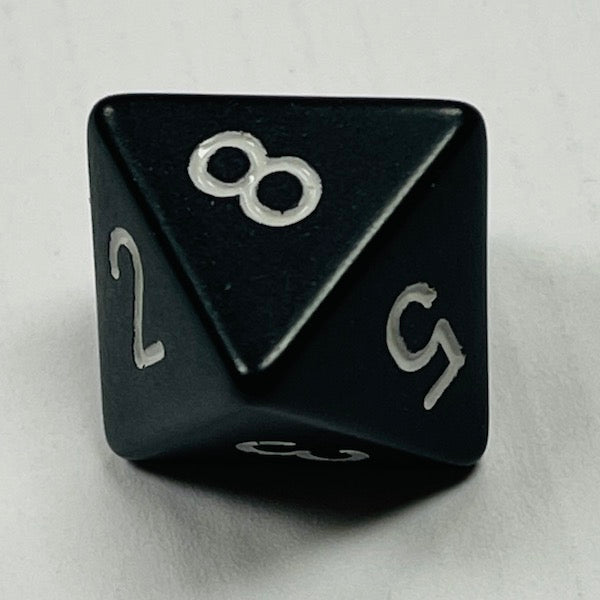 D8 Opaque Dice Black w/White #s (x 5)