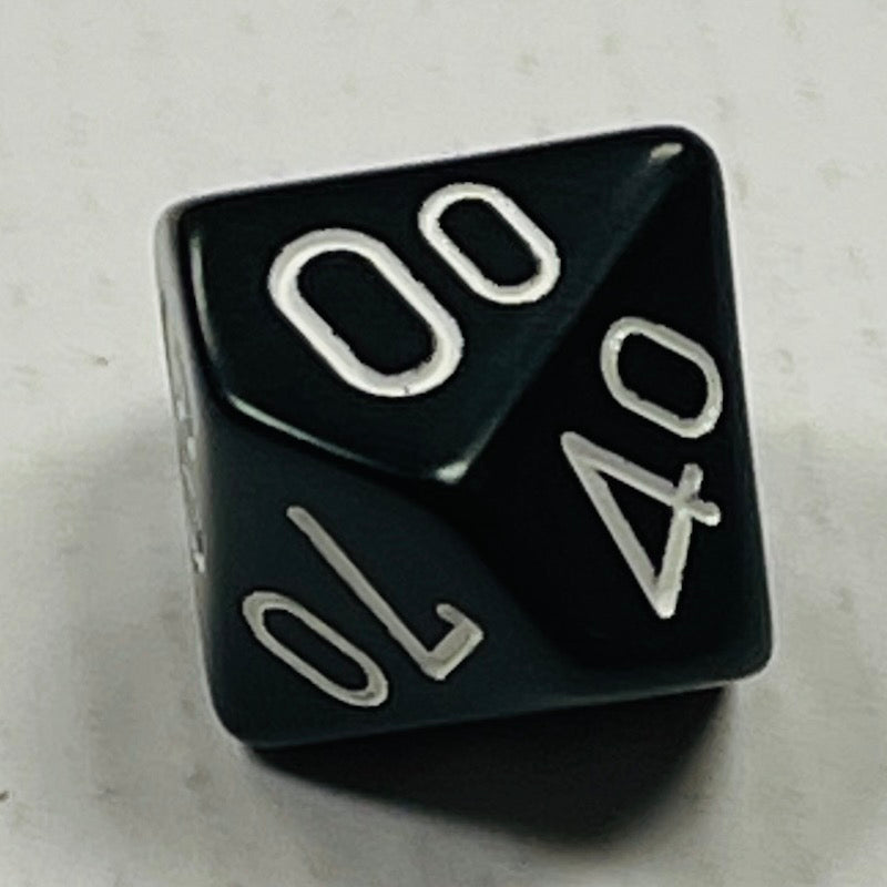 10 Sided (Tens) Die Black w/White Numbers (x5)