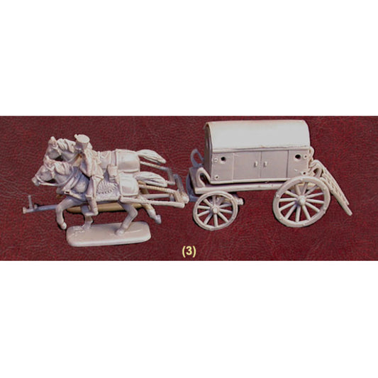 1/72 Napoleonic French Heavy Ambulance (3 w/3 Figs & 6 Horses) (HaT)