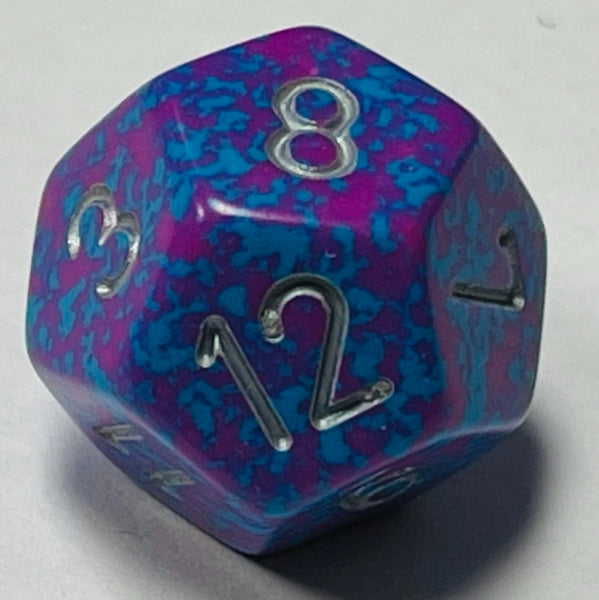 D12 (16mm) Die- Silver Tetra Speckled (x 5)