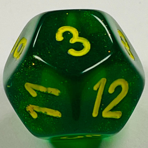 D12 (16mm) Die-Green Translucent-Yellow (x5)