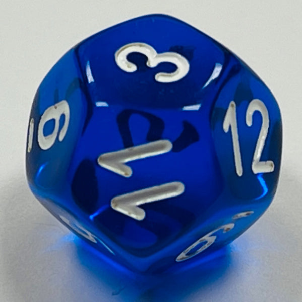 D12 (16mm) Die-Blue Translucent (x 5)