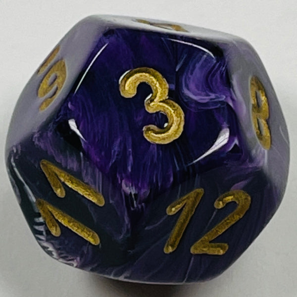 D12 (16mm) Purple/Gold Die-Vortex (x 5)
