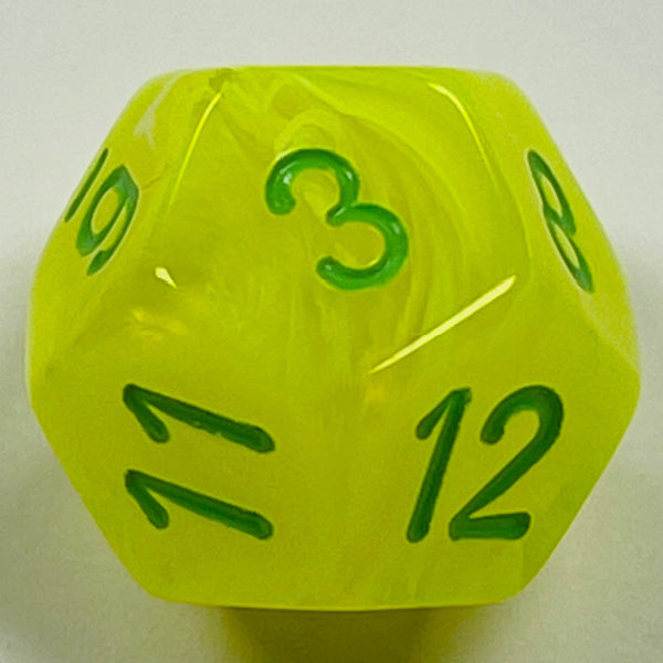 D12 (16mm) Yellow/Green Die-Vortex (x 5)