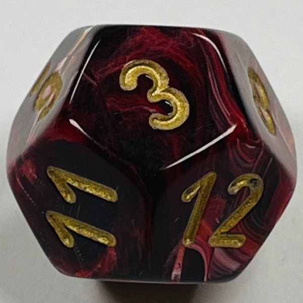 D12 (16mm) Burgundy/Gold Die-Vortex (x 5)