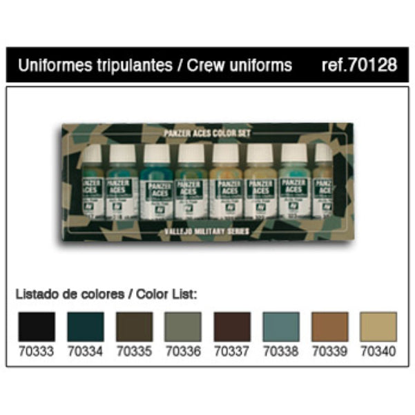 Vallejo, German Tank Crew Uniforms Paint Set - 17ml Bottle (8/Set)