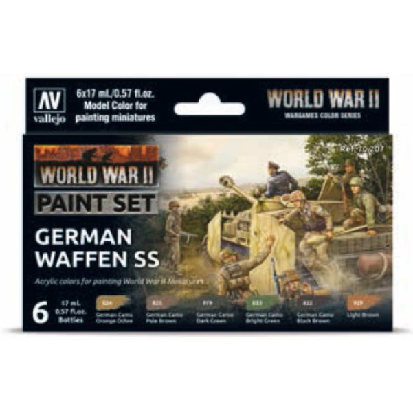 Vallejo, WWII German Waffen SS Paint Set - 17ml Bottle (6/Set)