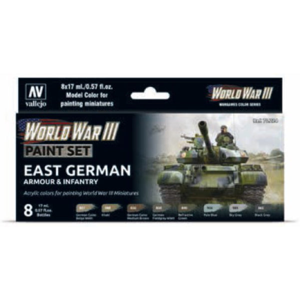 Vallejo, WWIII East German Armor and Infantry Paint Set - 17ml Bottle (8/Set)