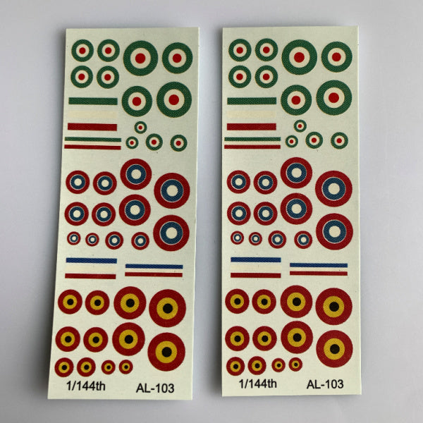 AL-105 Decal Sheet, Roundels for Russian, Italian & Belgian aircraft 1/144