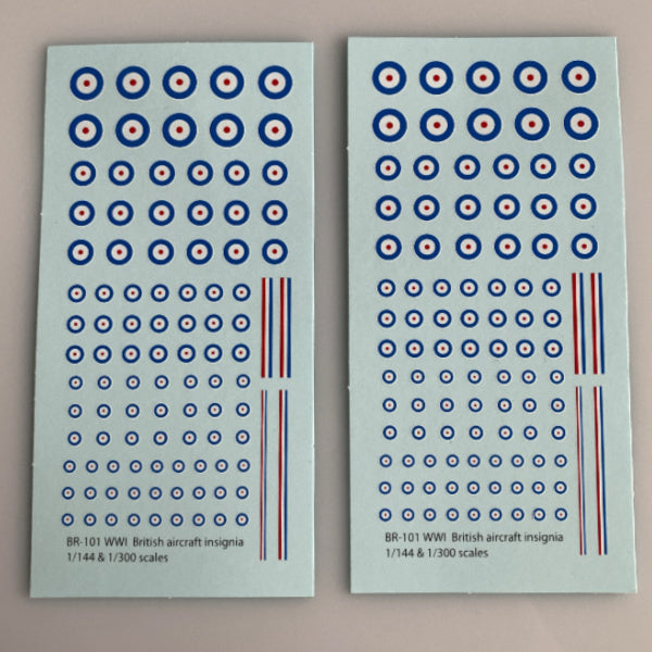 BR-101 Decal Sheet, WW1 British Roundels & Fin Flashes, Aircraft Decal Sheets
