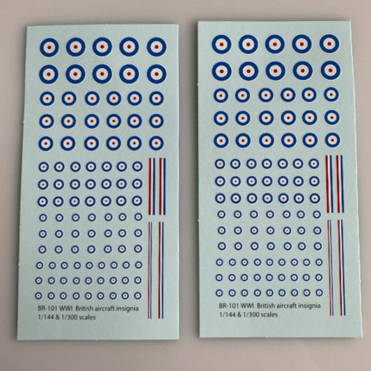 BR-101 Decal Sheet, WW1 British Roundels & Fin Flashes, Aircraft Decal Sheets
