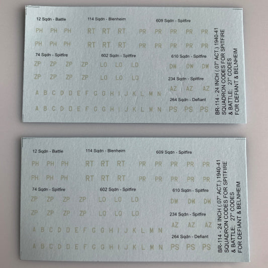 BR-114 Decal Sheets, British Squadron Codes, BoB Aircraft