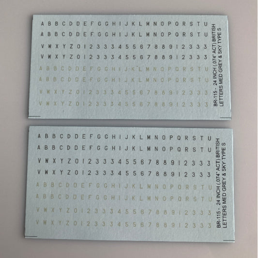 BR-115 Decal Sheet, British Lettering in Sky & Medium Blue Aircraft