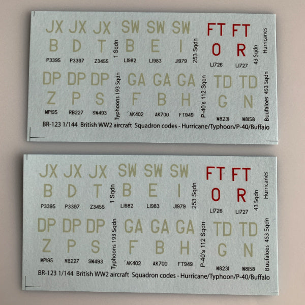 BR-123 Decal Sheets, British Aircraft Insignia