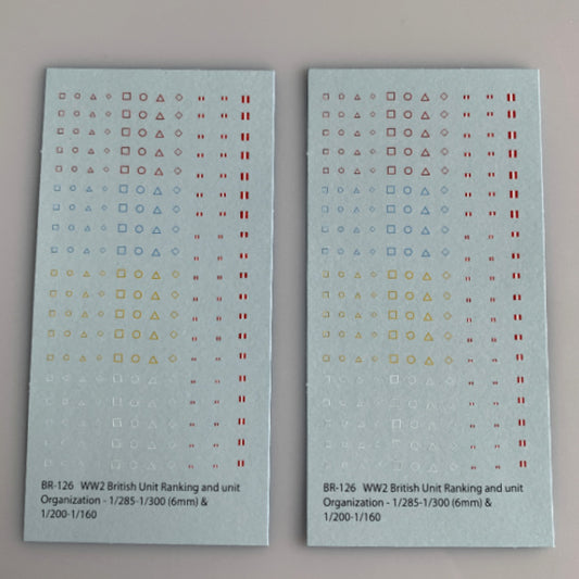 BR-126 Decal Sheets, British Armored Unit & Organizational Brigade & Regimental markings Armor