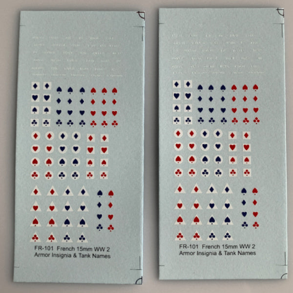 FR-101 Decal Sheets, French Insignia, Battalion 1/76-1/100, 15mm , 20mm Aircraft