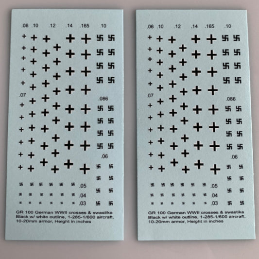 GR-100 Decal Sheet, German Crosses & Swastika, Armor & Aircraft