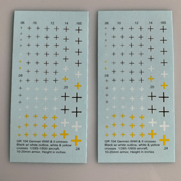 GR-104 Decal Sheets, Germany WW2 Insignia, WW1 & WW2 Balkan Cross