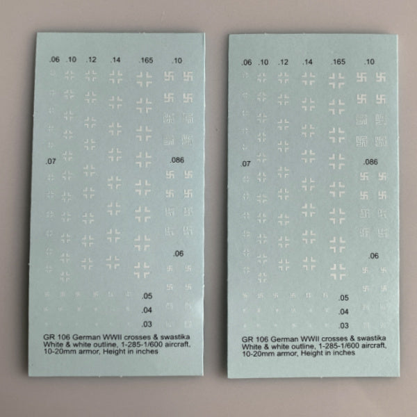 GR-106 Decal Sheets, Low vis Crosses & Swastikas
