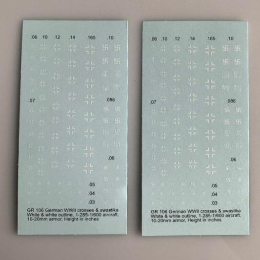 GR-106 Decal Sheets, Low vis Crosses & Swastikas