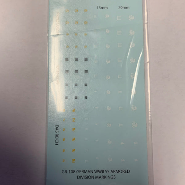 GR-108 Decal Sheets, German WW2 SS Armored Division Markings
