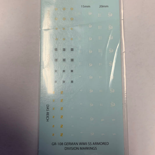GR-108 Decal Sheets, German WW2 SS Armored Division Markings