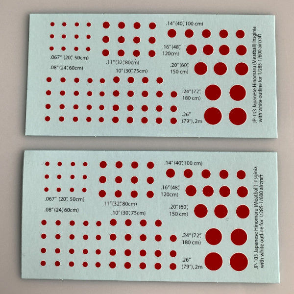 JP-103 Decal Sheet, Japanese Hinomaru w/ White outline, Naval & Aircraft