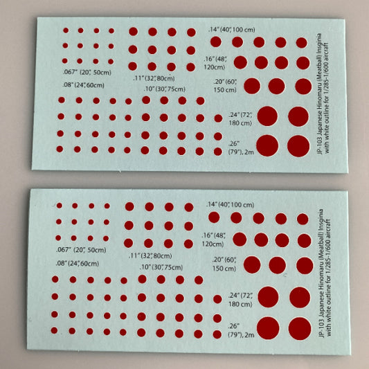 JP-103 Decal Sheet, Japanese Hinomaru w/ White outline, Naval & Aircraft