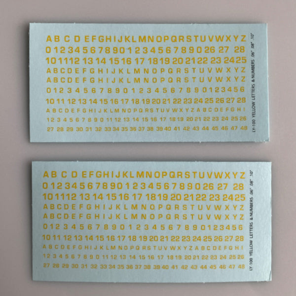 LY-100 Decal Sheet, Yellow Lettering