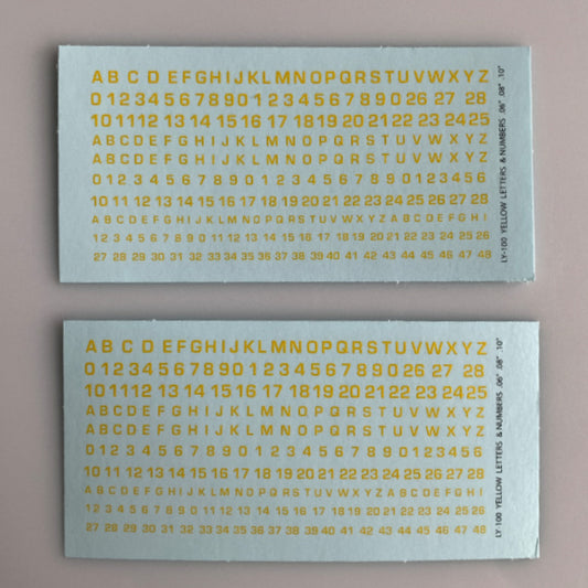 LY-100 Decal Sheet, Yellow Lettering